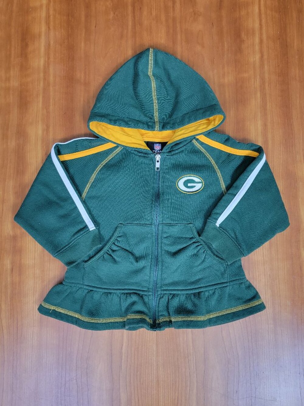 NFL Team Apparel Green & Gold Green Bay Packers Long Sleeve Ruffle Hem Toddler S